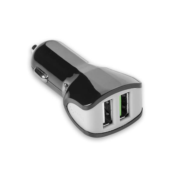 Celly TURBO CAR CHARGER 2USB 3.4A/17W BK